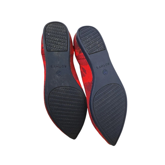 Rothy's The Point Red Camo Pointed Toe Flats Size W7 - Picture 7 of 9